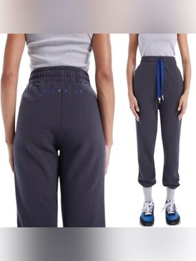 MOTHER The Knock Out Ankle Jogger Sweatpants Faded Black Ankle Drawstring small